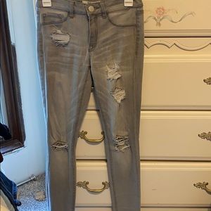 Gray distressed denim